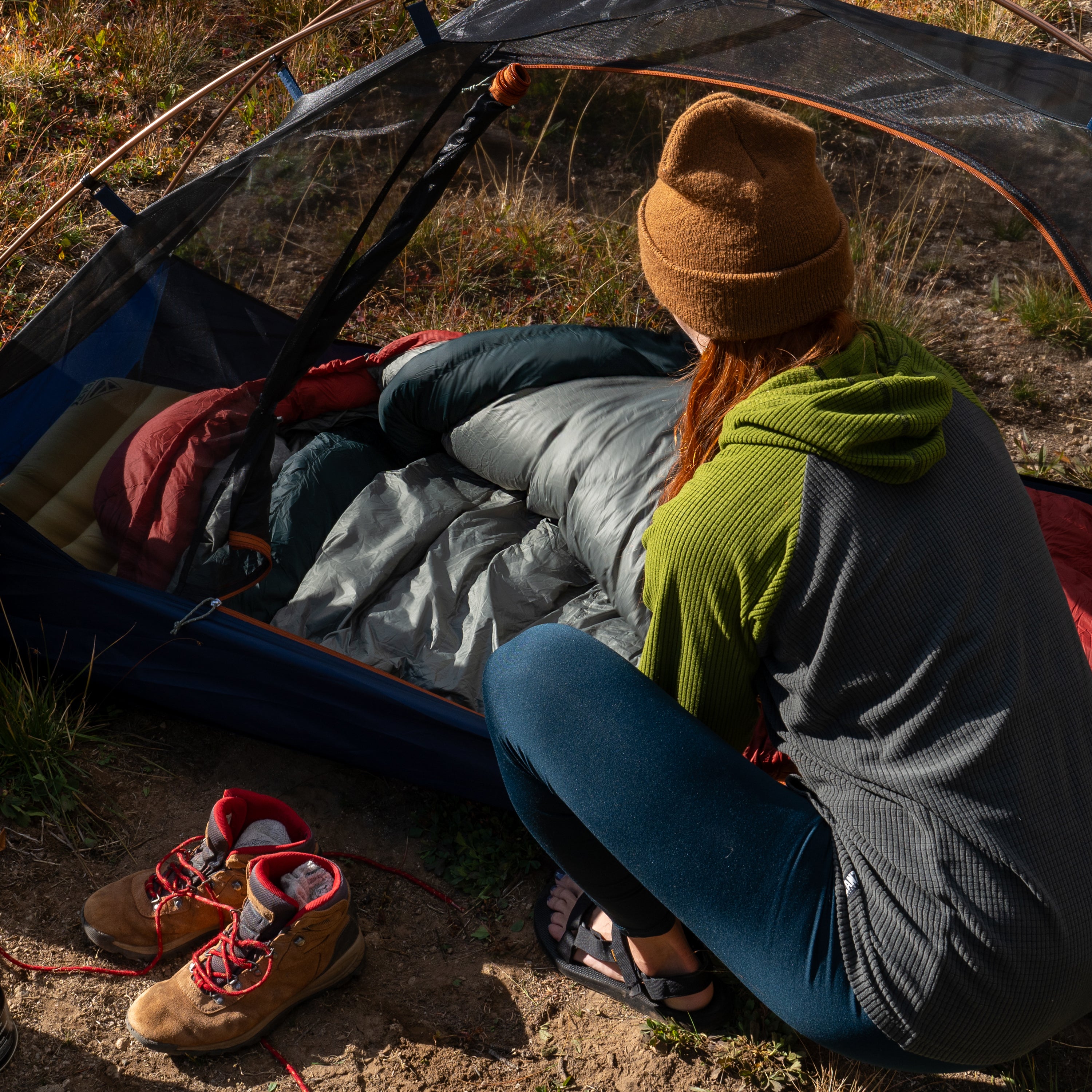 Kelty Cosmic Down 0°F (-18°C) 550-Fill Sleeping Bag - Regular - Tandoori Spice/Green Gables