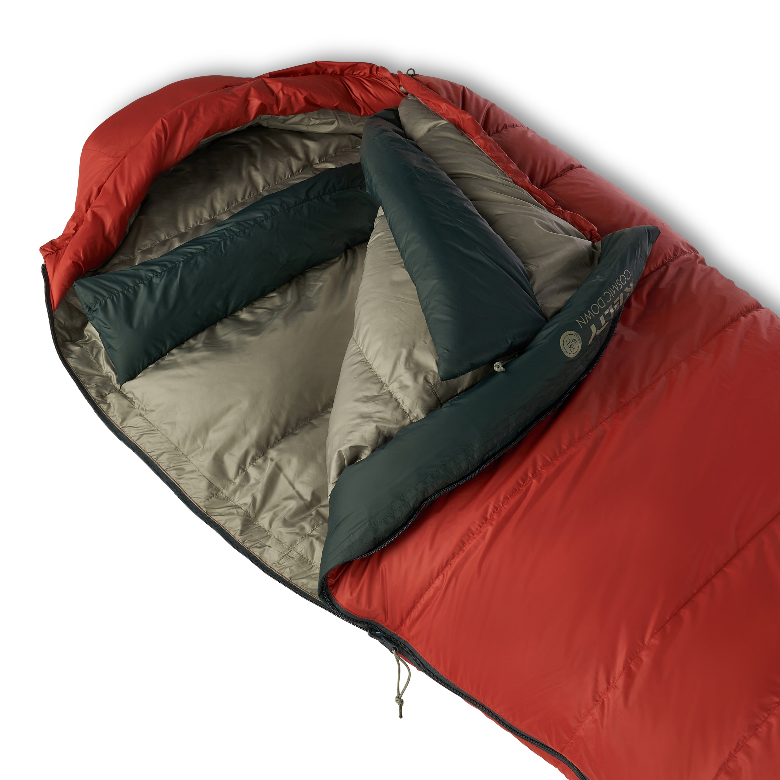 Kelty Cosmic Down 0°F (-18°C) 550-Fill Sleeping Bag - Long - Tandoori Spice/Green Gables