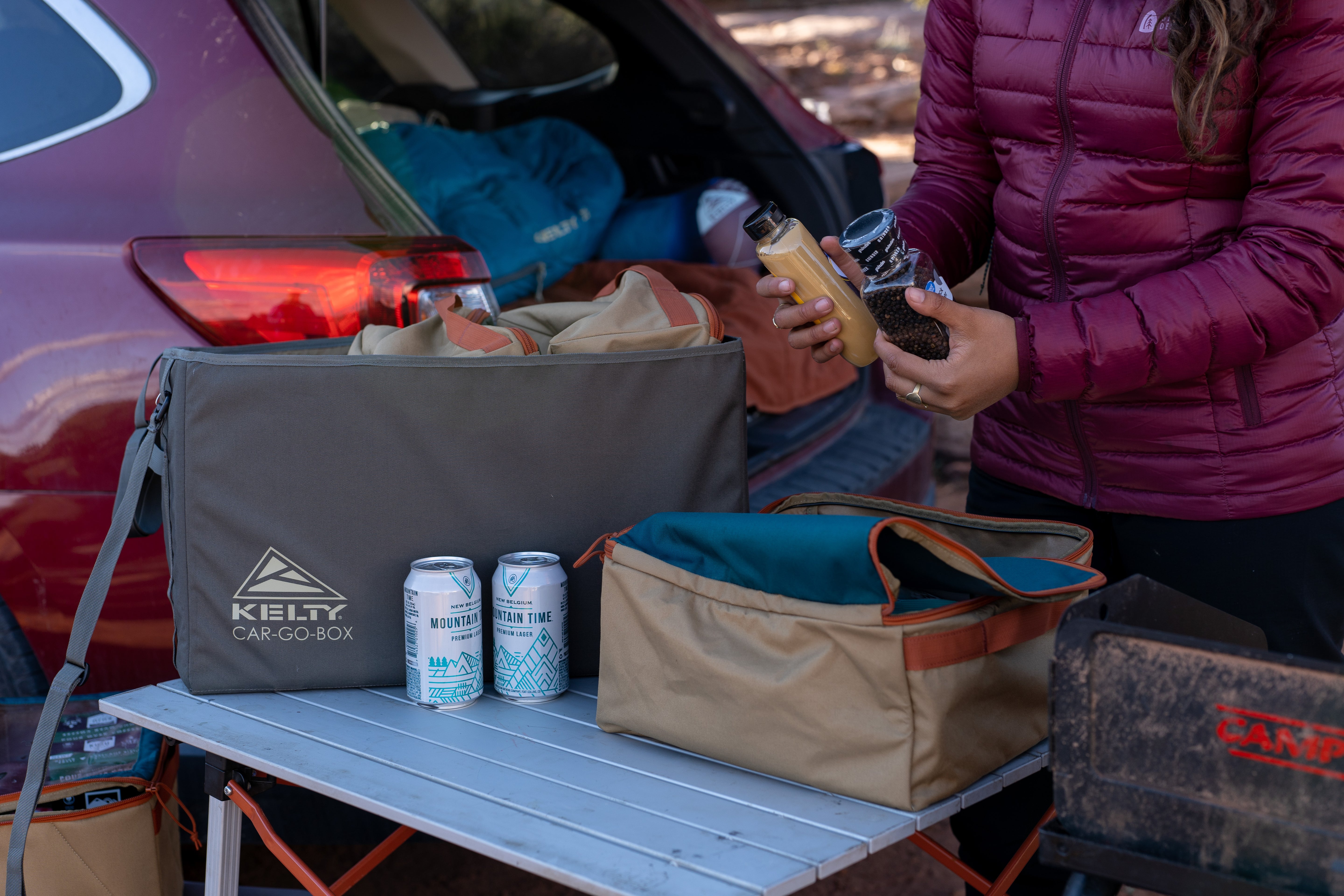 Kelty Car Go Box Camp Storage Organiser in Beluga/Dull Gold